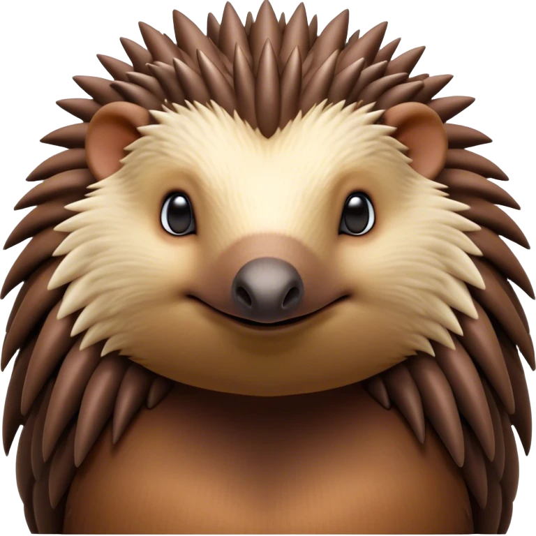 Cinematic Noble Echidna Portrait Emoji, Poised and regal, with a compact, spiky build and a textured, bristly fur in earthy browns, a distinctive pointed snout and keen, soulful eyes, Simplified yet sharp and sophisticated features, highly detailed, glowing with a warm, dignified glow, high shine, intelligent and resilient, stylized with an air of prickly elegance, focused and attentive, soft glowing outline, capturing the essence of a watchful and confident echidna, so majestic it feels as though it could scurry out of the screen with effortless authority! emoji