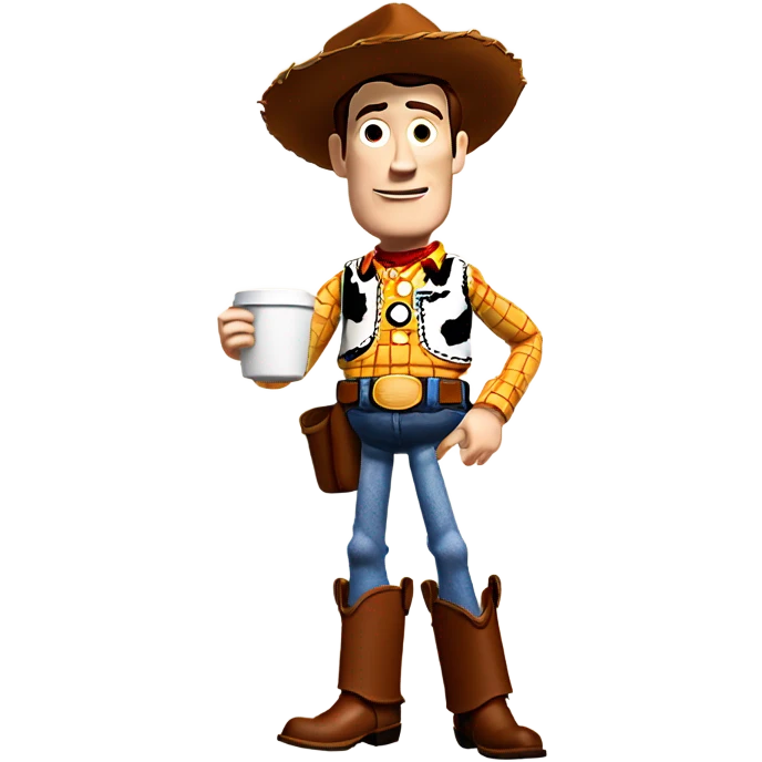 Woody from Toy Story drinking coffee emoji