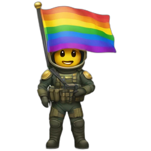 Gay Helldivers 2 soldier With a Pride flag emoji
