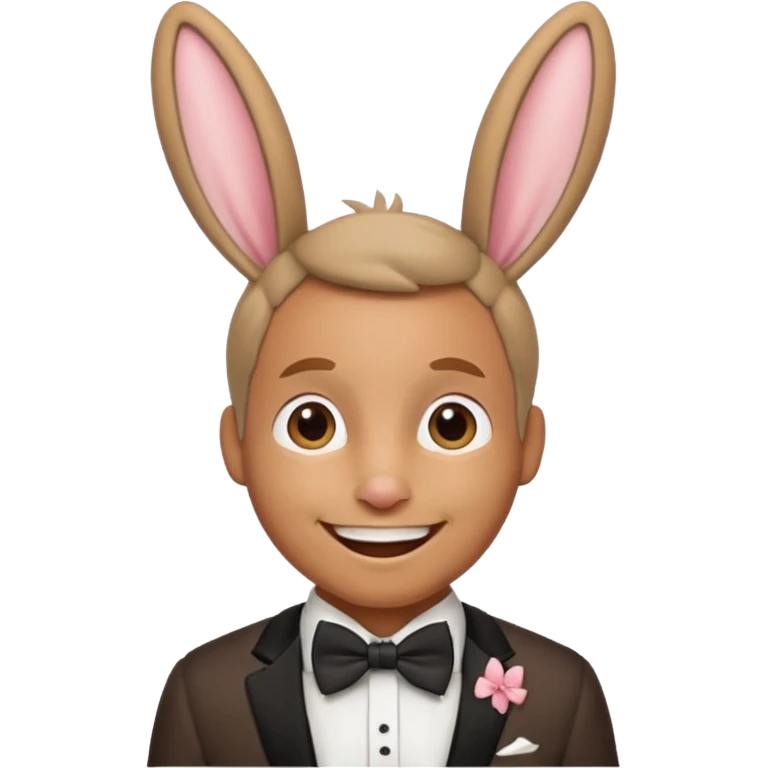 Rabbit ears and bowtie wearring man emoji
