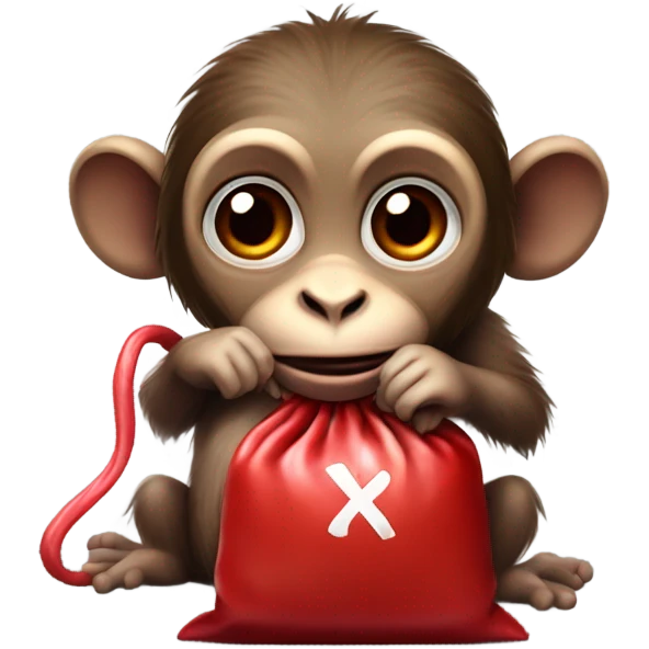 Rhesus monkey holding blood bag emoji