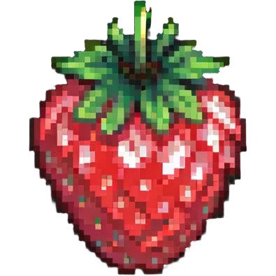 simple and bright strawberry in pixel art style emoji