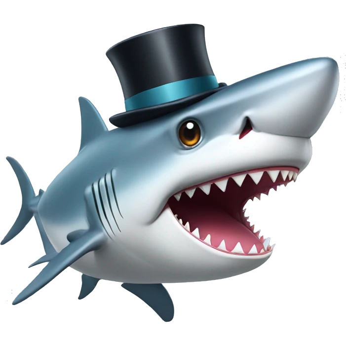 Shark with a top hat emoji