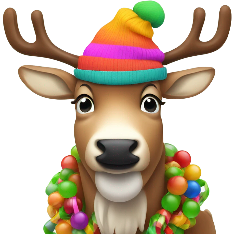 Reindeer with hat drinking juice emoji