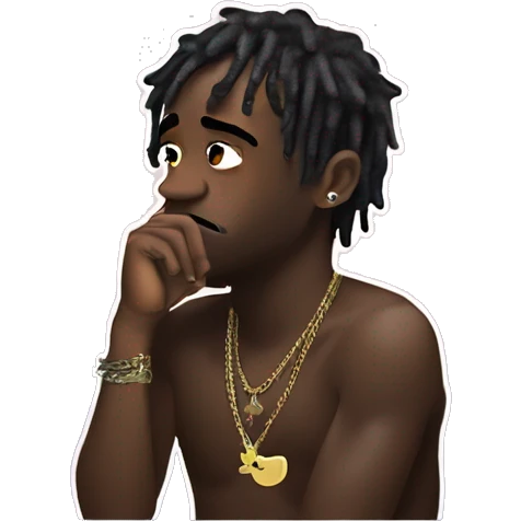 Lil uzi vert thoughtful with his hand on his chin emoji