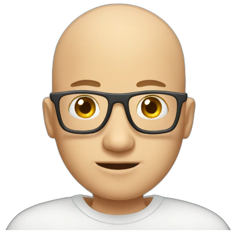 bald man with knob taking a picture emoji