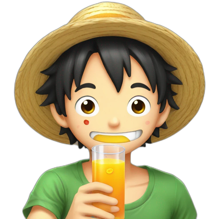 luffy drinking fruit juice emoji