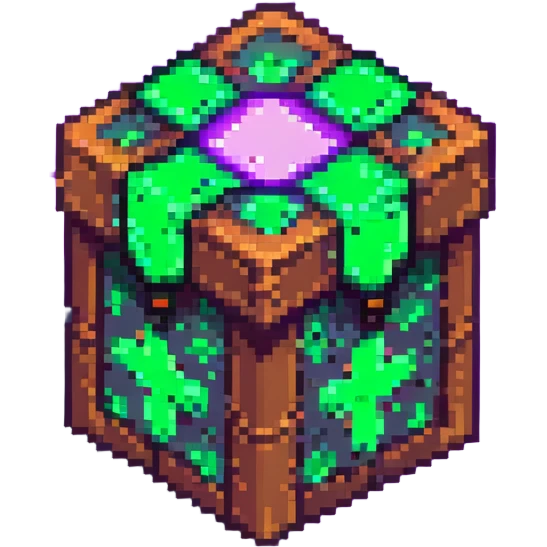 Minecraft box with purple light glowing inside emoji
