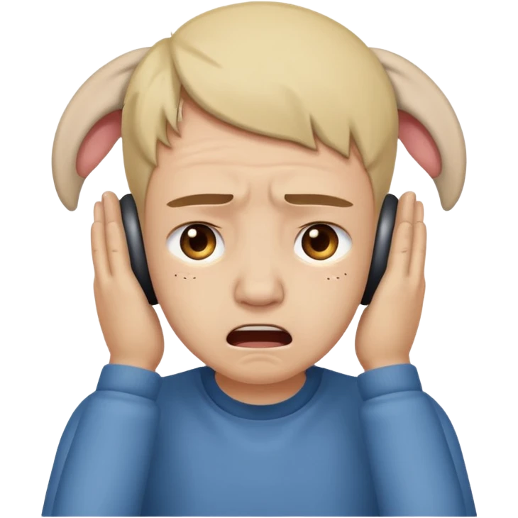 person covering ears, wincing in pain because the sound is terribly loud and hurting ears emoji