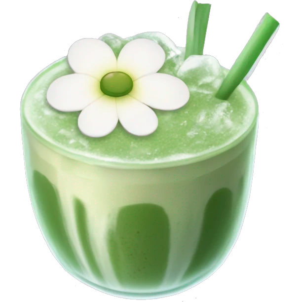 Iced Matcha Latte mit einer weißen Blume drauf emoji