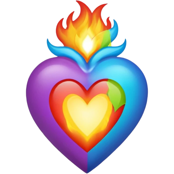 Make flaming hearts in all colours emoji