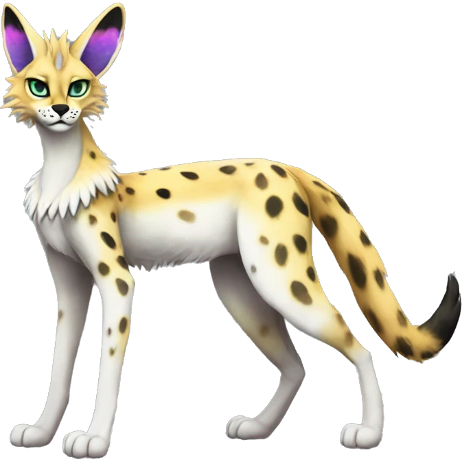 Epic Edgy Colorful ethereal eldritch Sergal-Serval-Fionbri full body  emoji
