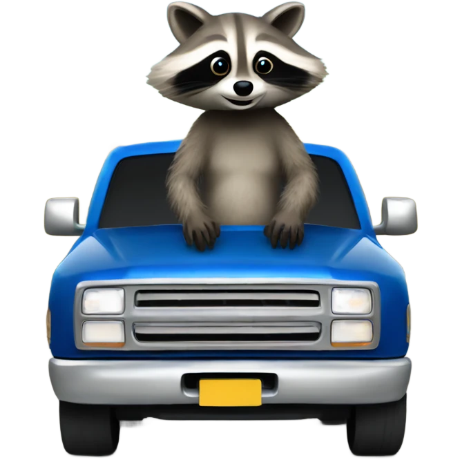 Raccoon driving blue pickup truck 2010 emoji
