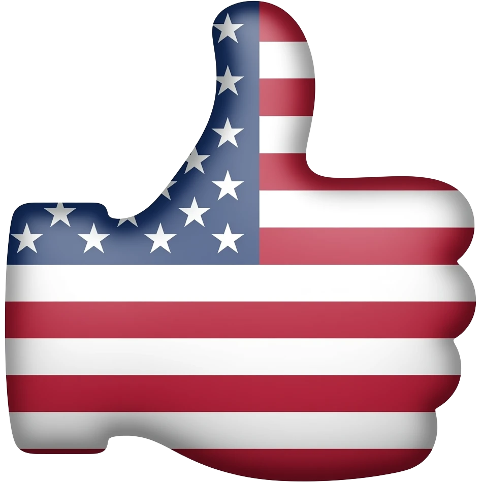symbol for likes, thumb is painted in the American flag emoji