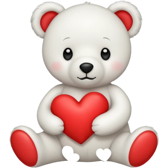 white teddy bear hold red heart emoji