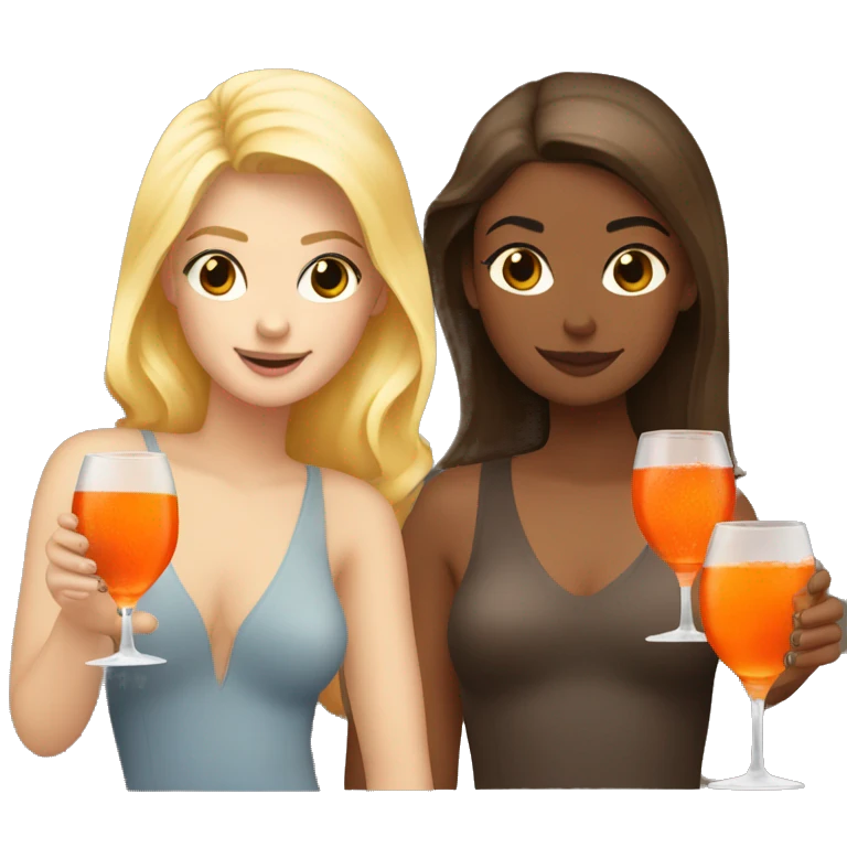  one blonde and one brown haired girl drinking aperol emoji