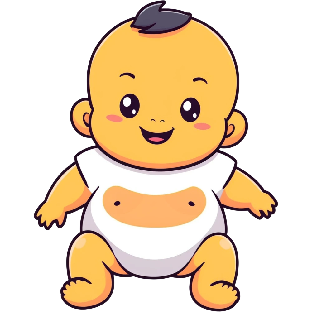 Adorable black baby with chubby face, bright eyes, intelligent look, smiling happily emoji