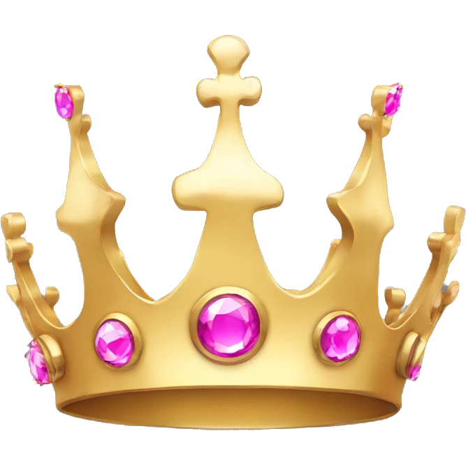 Simple gold queen crown with pink jewels emoji