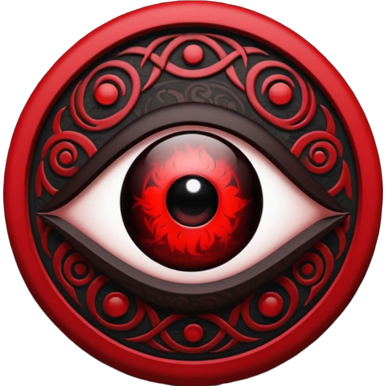 

---

The Mangekyō Sharingan is a deep, glowing crimson eye where the original tomoe disappear and are replaced by a complex black pattern.  emoji