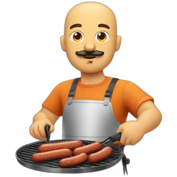 Moustache man grilling sausages emoji