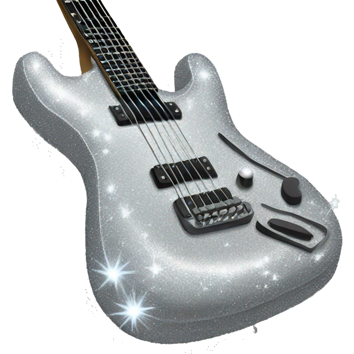 sparkly silver guitar with a 13 below the cords emoji