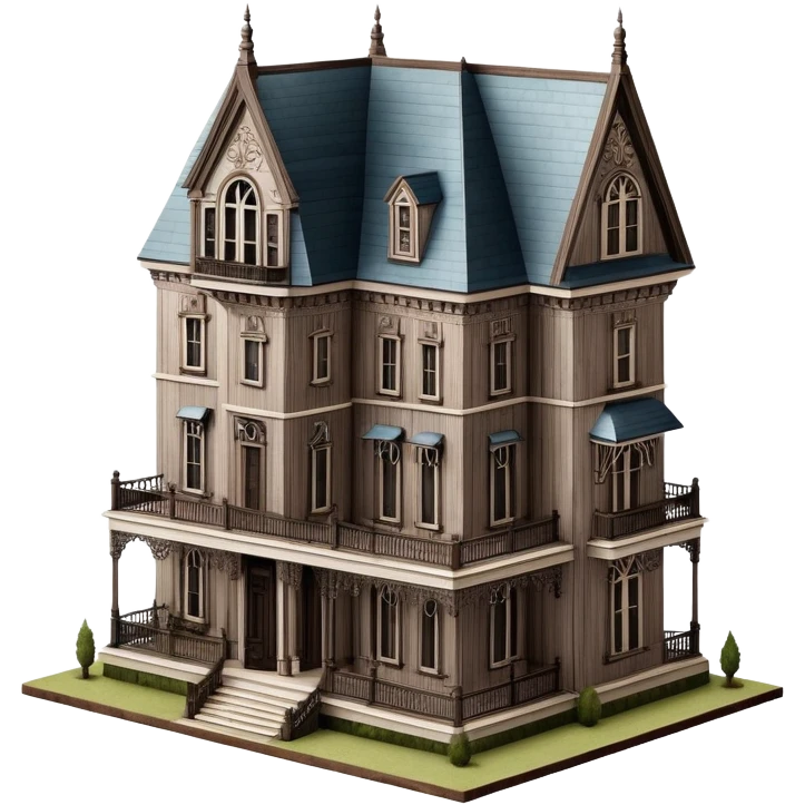 New Orleans southern gothic mansion, isometric dollhouse-style, realistic emoji