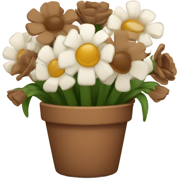 bouquet of brown and white flowers in a pot emoji