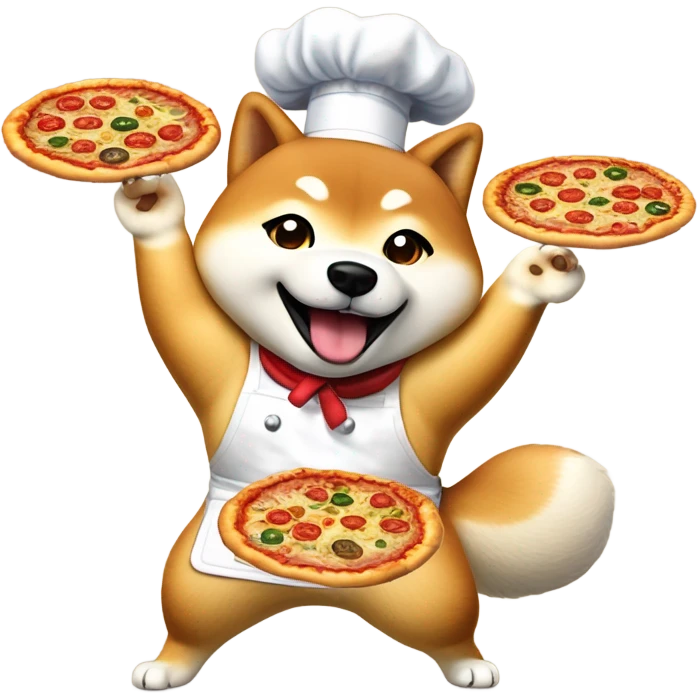 Shiba making pizza emoji