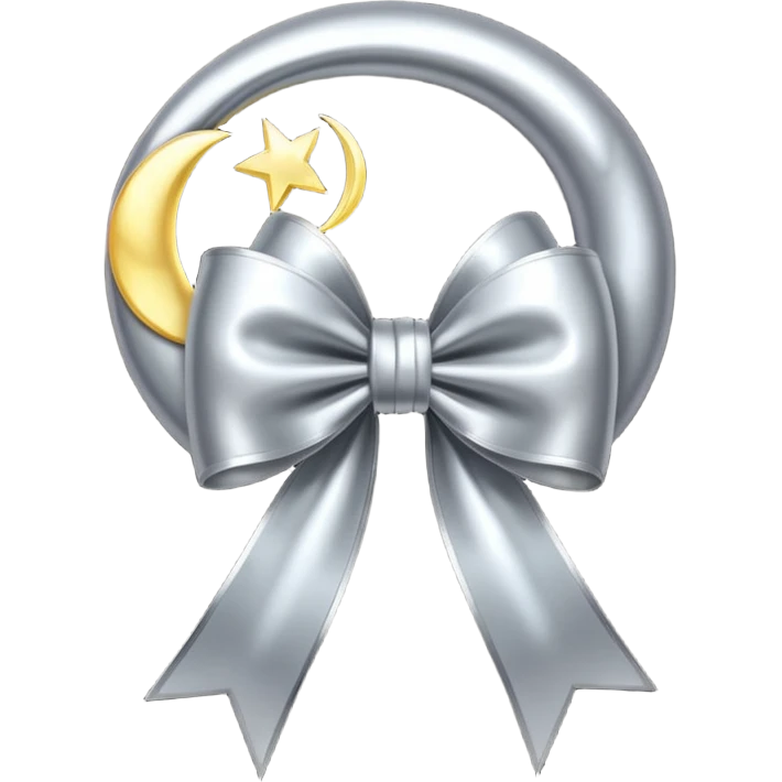 Elegant silver bow with glowing string, crescent-moon motifs. emoji