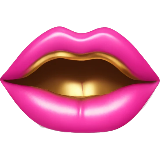 Pink lipstick coming out of gold give  emoji