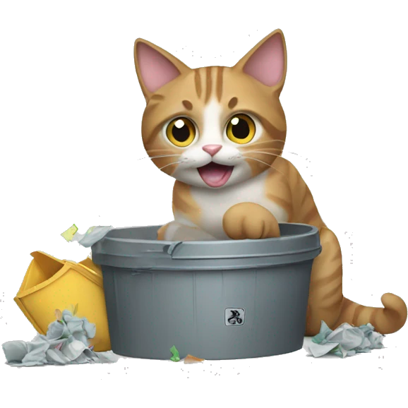 cat playing with trash emoji