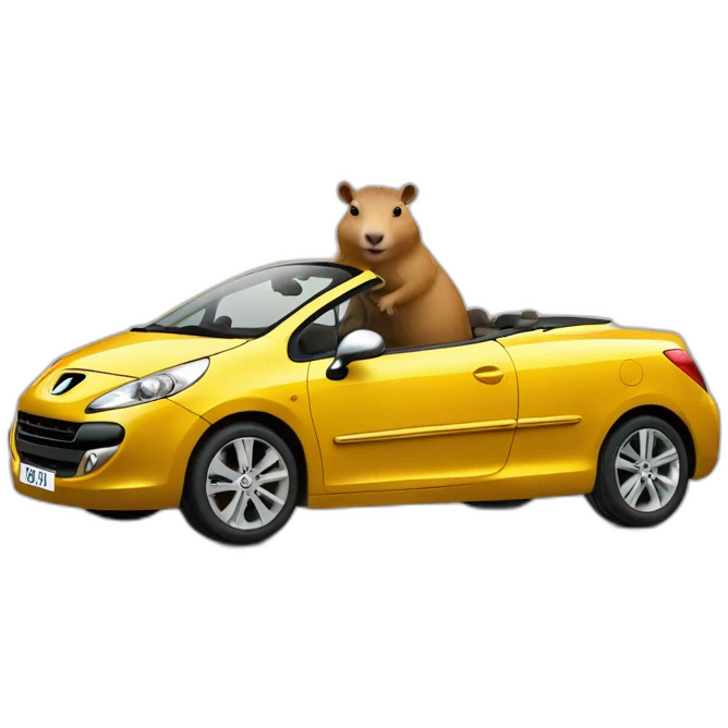 capybara in a peugeot 207 coupé cabriolet emoji