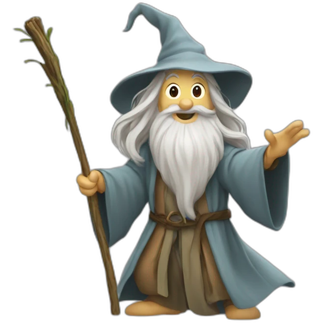 gandalf with a stick dancing with froddo emoji