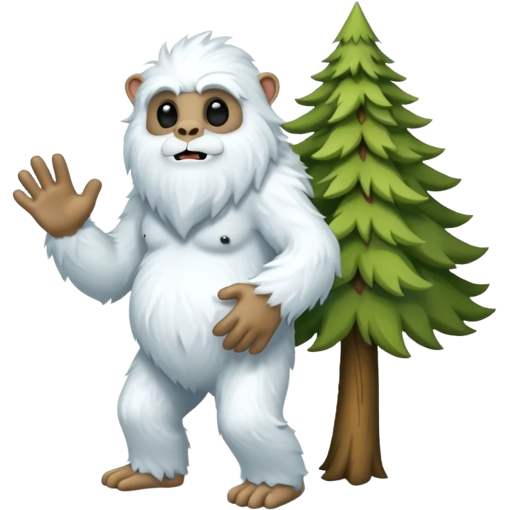 yeti, carrying a big tree emoji