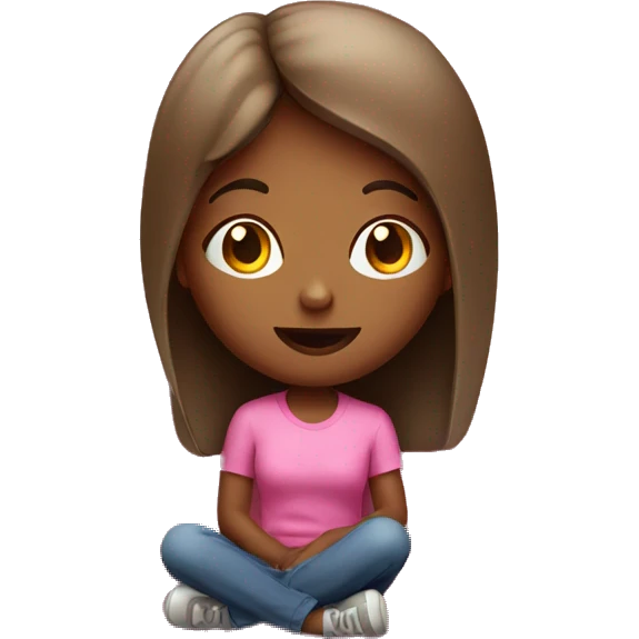 Girl sitting on a couch with a pink shirt  emoji