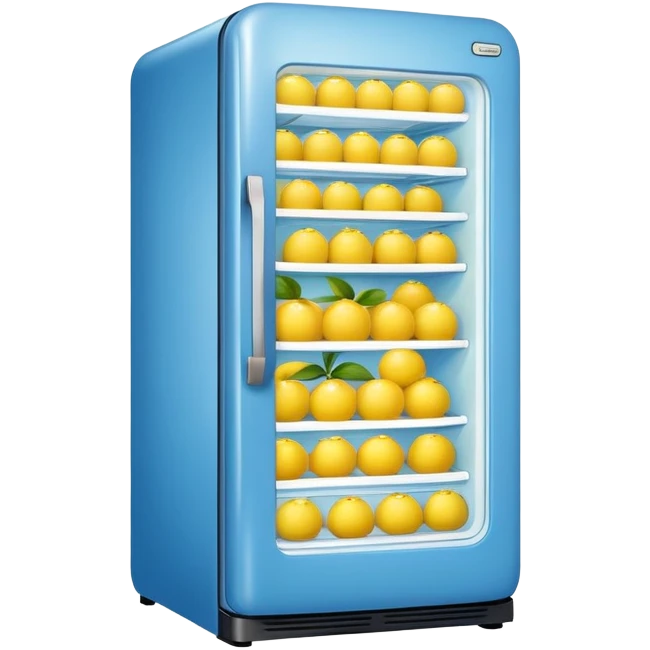a blue refrigerator full of lemons emoji