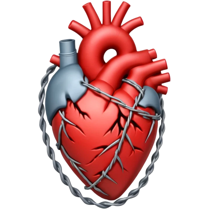 anatomical heart wrapped in barbed wire emoji