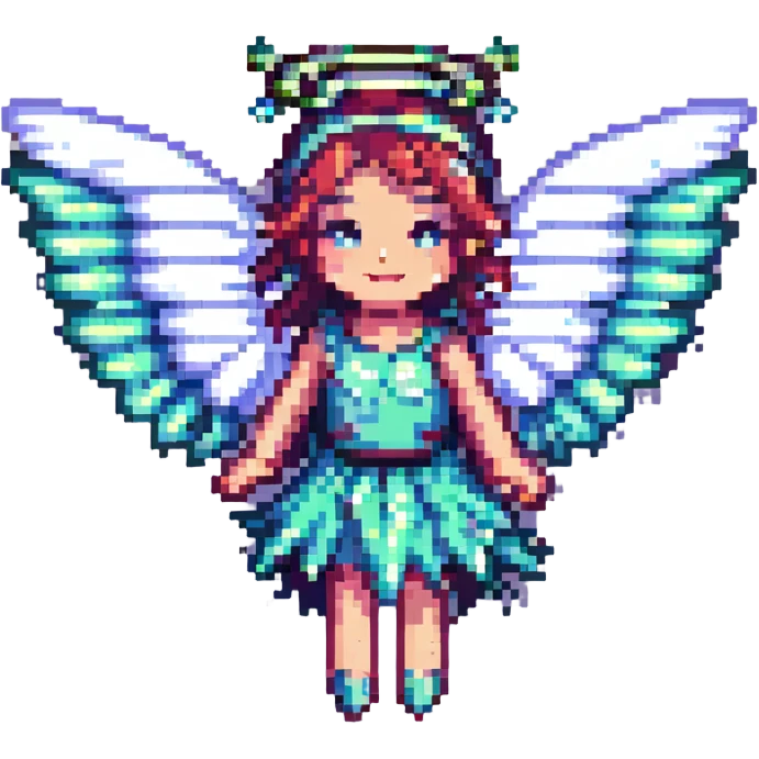 pixel art fairy with sparkling wings, magical vibe emoji