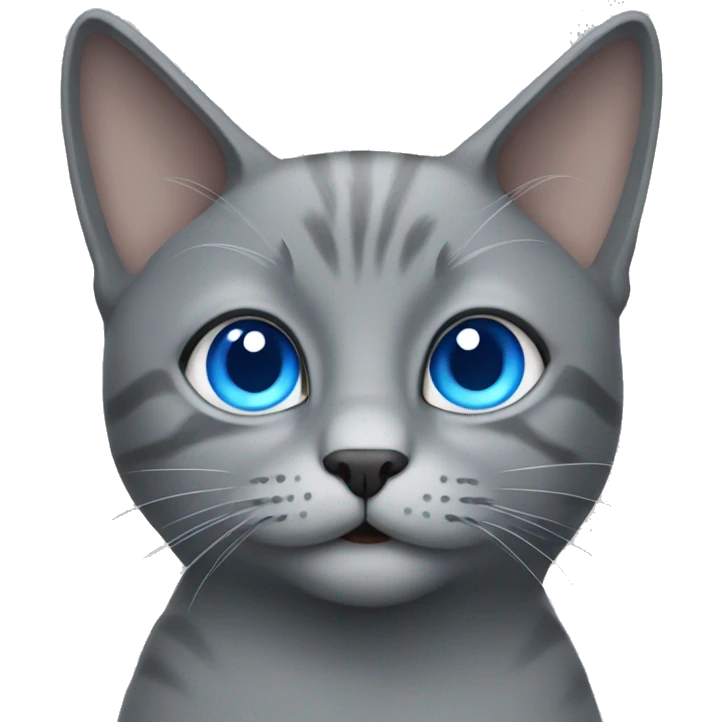 Grey cat with blue eyes emoji