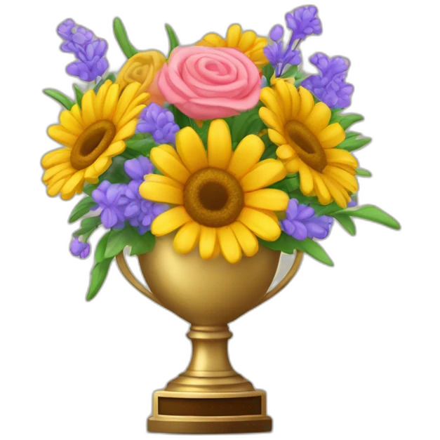 Bouquet de fleurs dans un trophée emoji