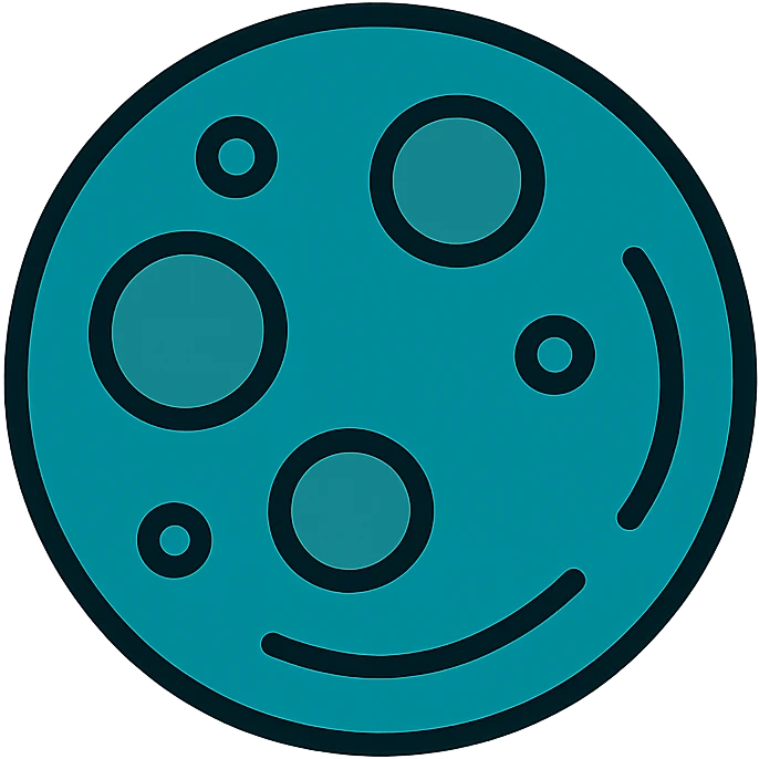 stylized and modern full moon in dark cyan color emoji