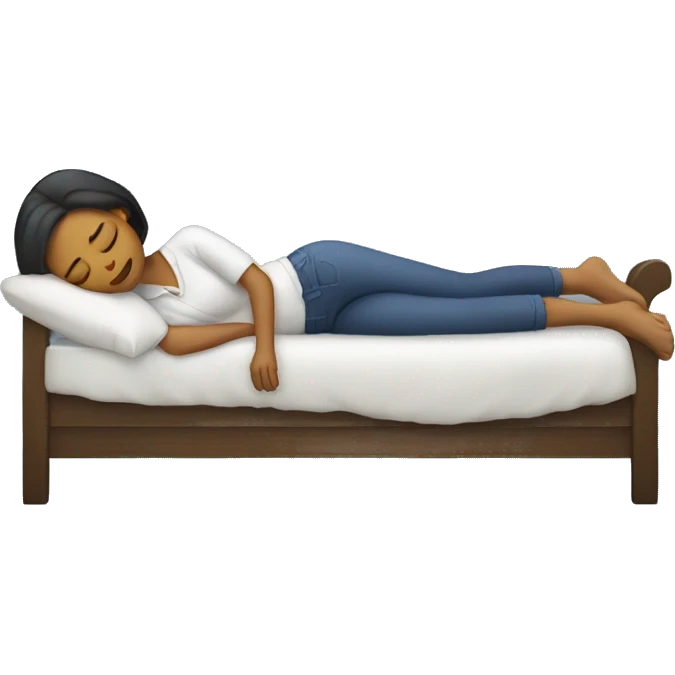 women asleep with bent leg emoji