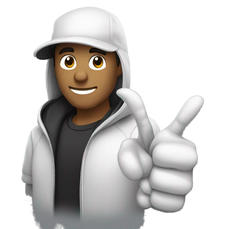 eduardo the developer inviting to a meet to know about or services of development at koudrs add a black hoodie, with a letter K and a thumbs up hand white skin  emoji
