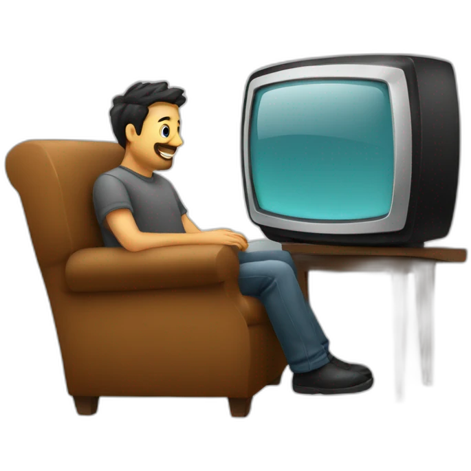 hombre en el sillon mirando tele emoji