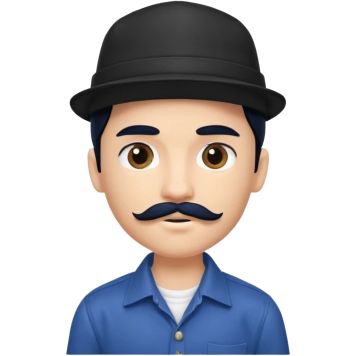 generate a fair pretty bratz boy wearing a dark blue cap and  button up shirt. Handsome

Mustache- black

hair black long emoji