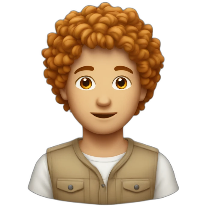 Garçon avec cheuveux bouclé roux emoji