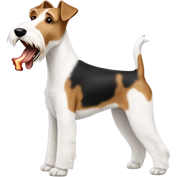 Wire Fox terrier eating bacon emoji