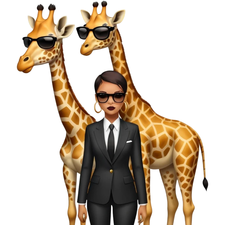 Mache mir ein Rihanna Emoji zusammen mit einer Giraffe der ein bodyguard spielt  emoji
