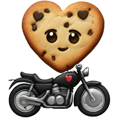 cookie heart with black motorcycle  emoji