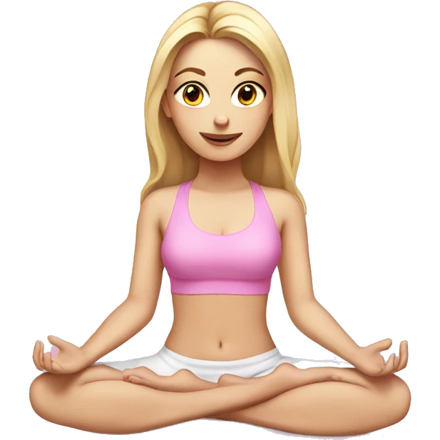 beautiful white girl doing yoga pink emoji